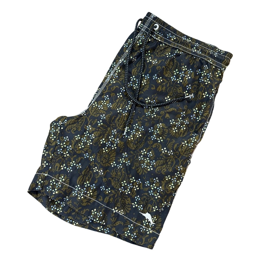 Tommy Bahama Relax Mens Swim‎ Trunks Medium Brown Floral Damask Board Shorts